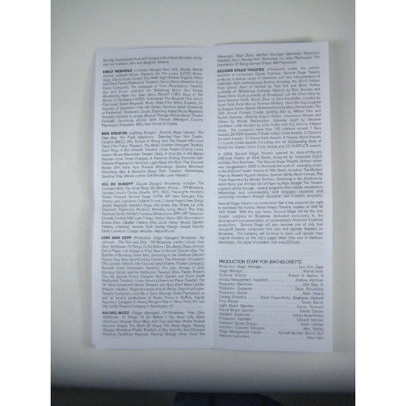 Bachelorette Show Program Second Stage Theatre Uptown Ticket Eddie Thomas Chimo - Picture 7 of 8